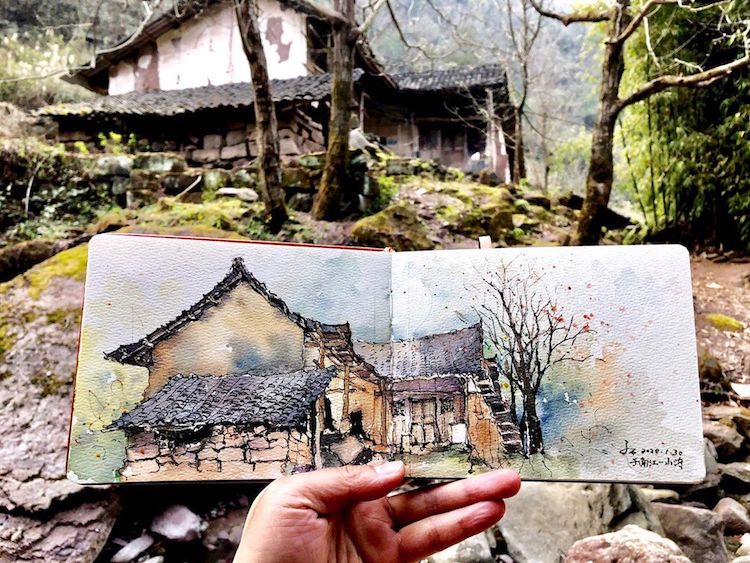 Watercolor Paintings by Qian Shi