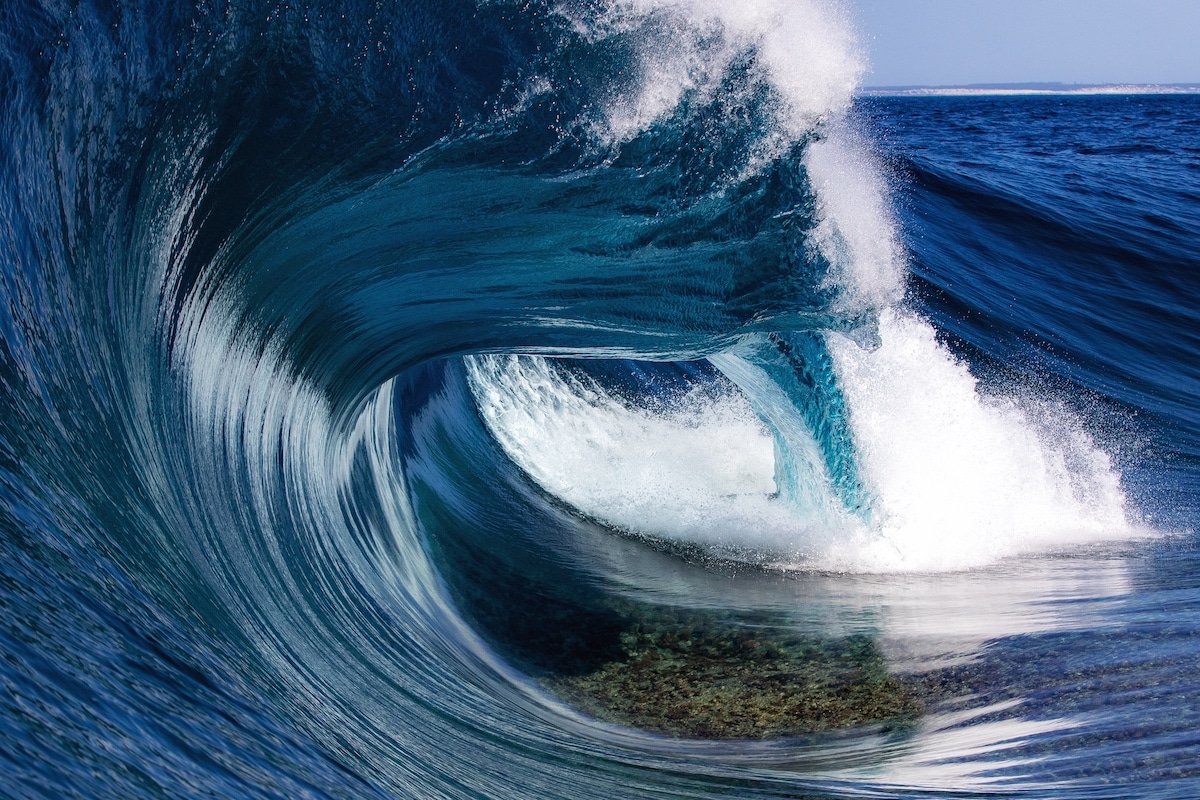 Artistic Photo of a Wave Crashing