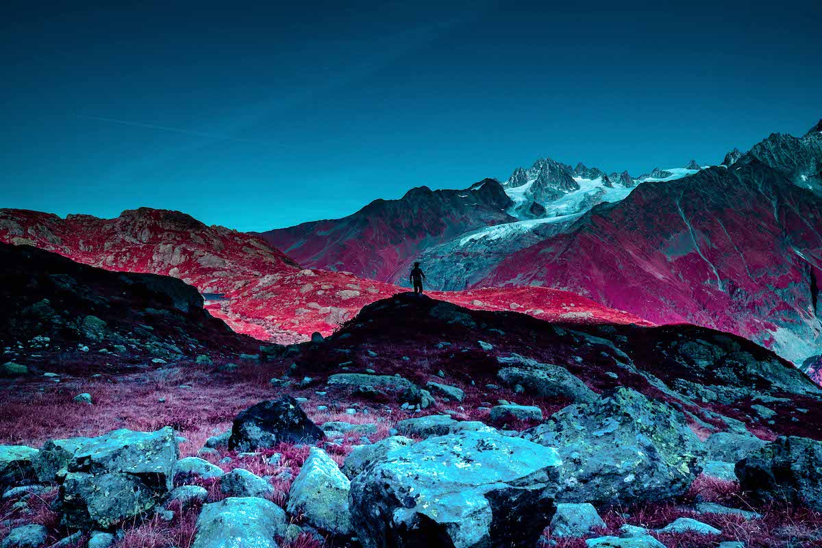 Infrared Photo of the Peaks of Chamonix