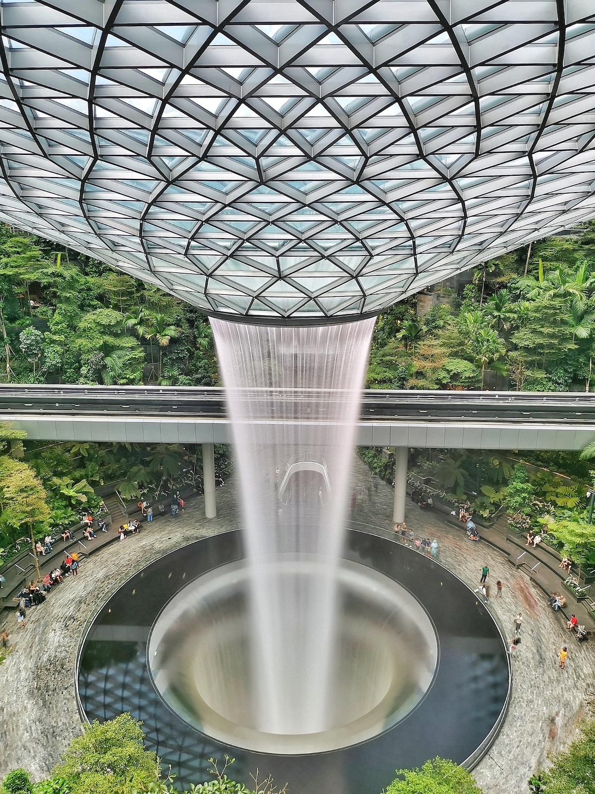 Water Cascading from Glass Ceiling in Malaysia