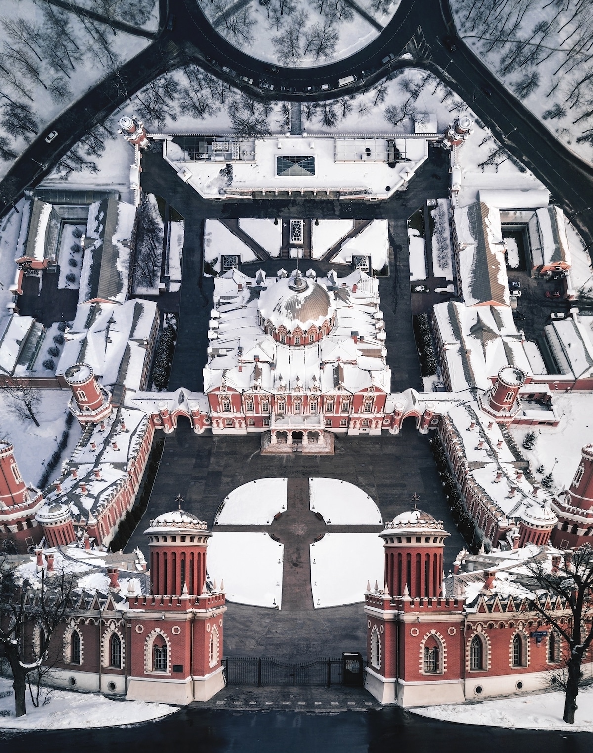 Composite Photo of Petrovskiy Track Palace in Russia