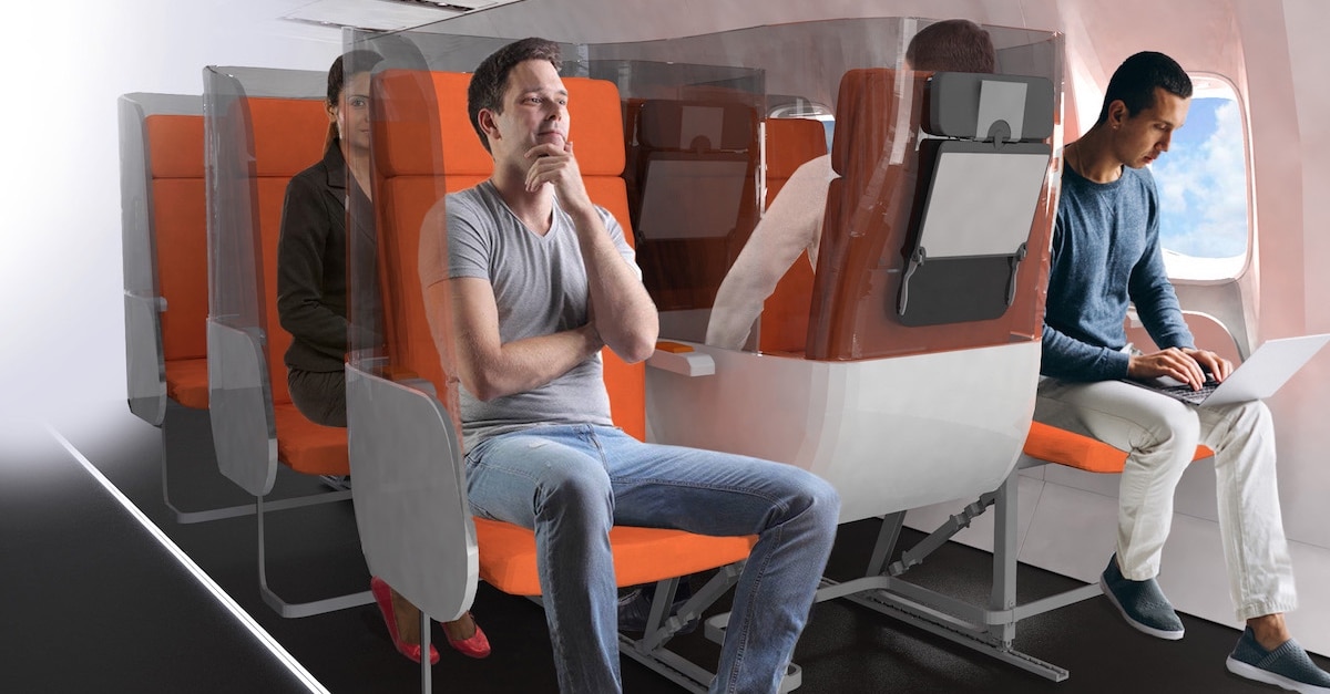 Airplane Seat Designs Use Plastic Barriers for Post-Coronavirus Era