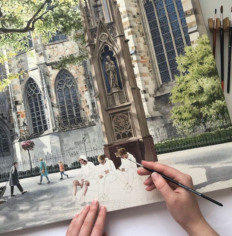 Artist Eleanor Mill Painting Picture of Aachen