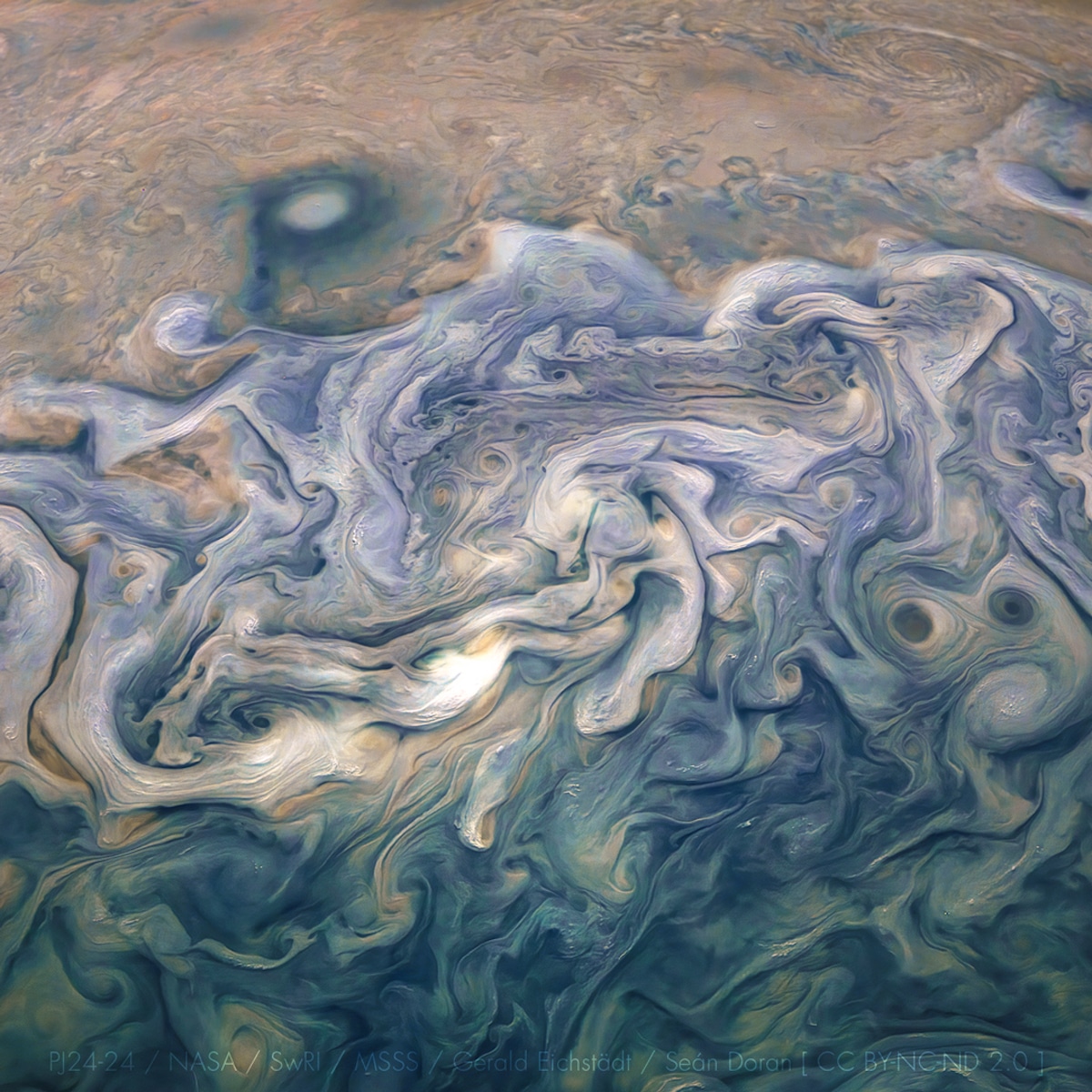 Close Up Juno Cam Photo of Jupiter's Northern Regions