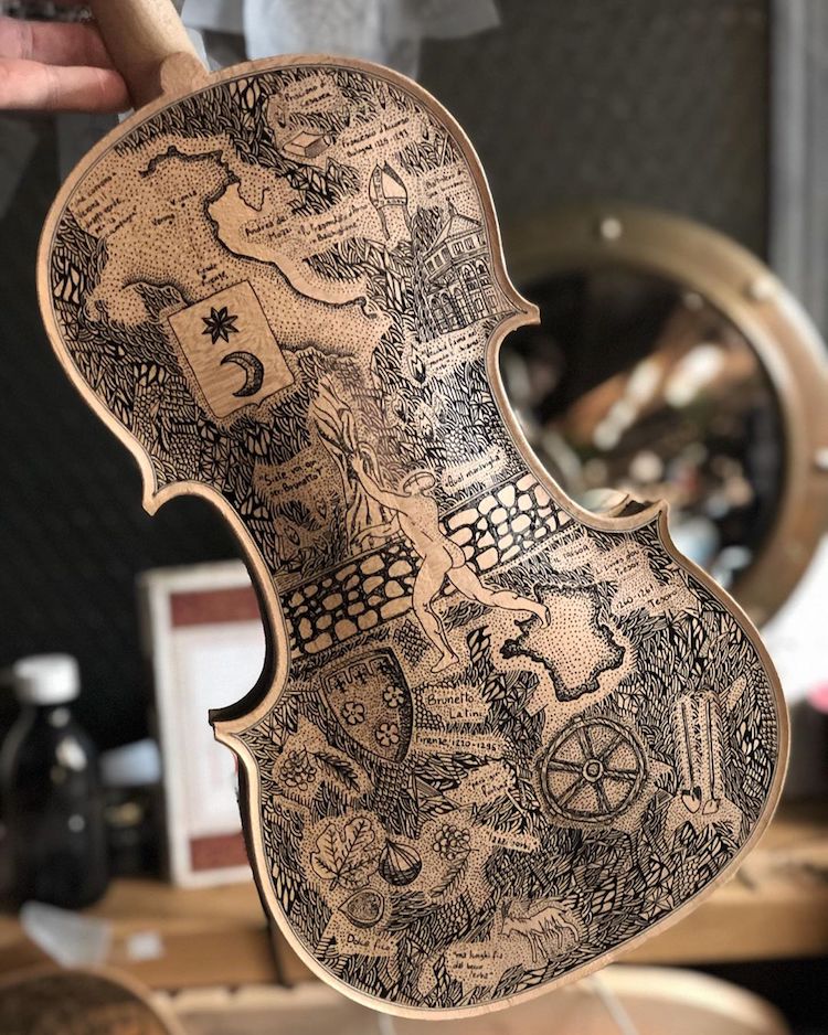 Decorated Violins by Leonardo Frigo