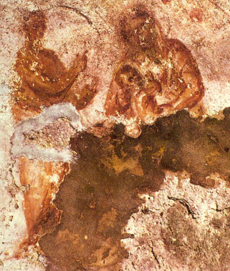 antiguo fresco romano de virgen con niño