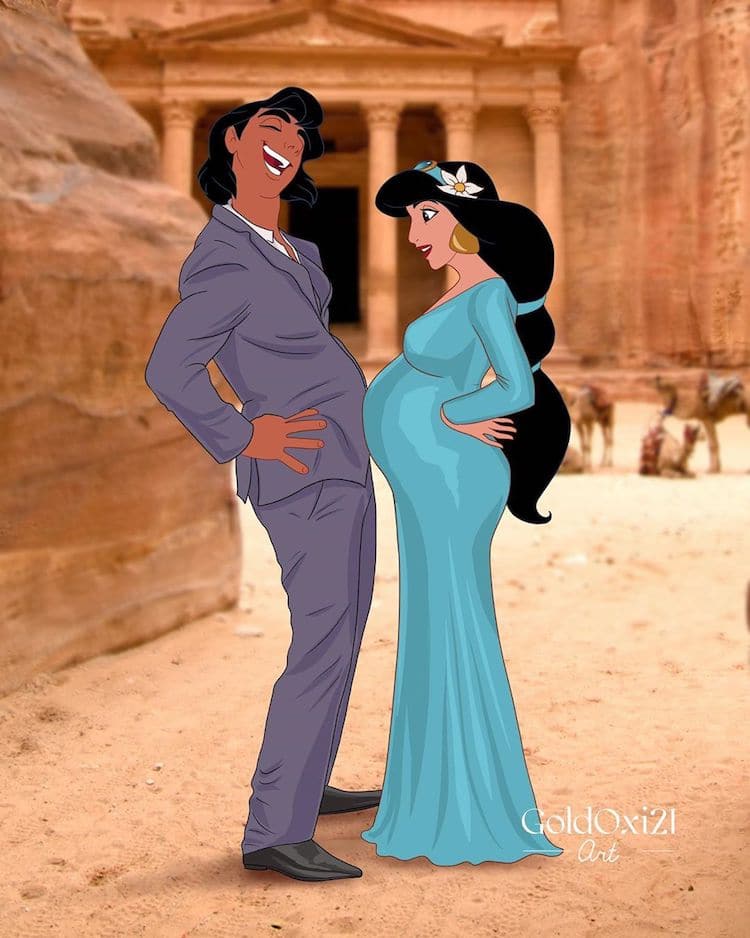 Illustrations Reimagine Disney Princesses As Pregnant Women 