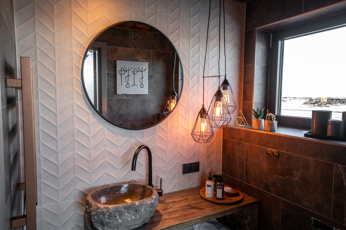 Bathroom Inside OOD Glass Cabin in Iceland