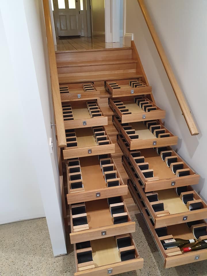 Staircase with Built in Wine Storage