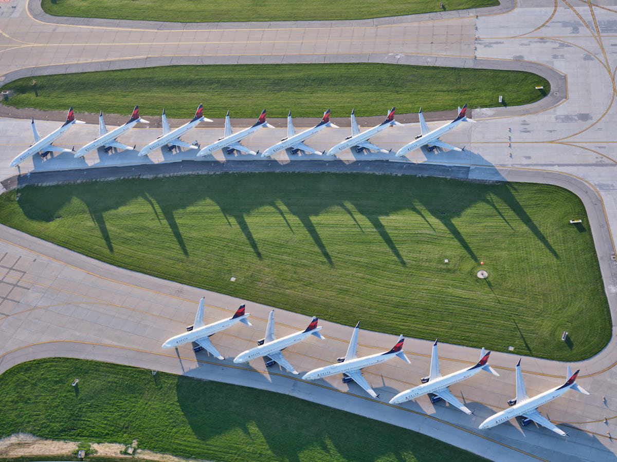 Delta Airplanes Grounded at Kansas City International Airport