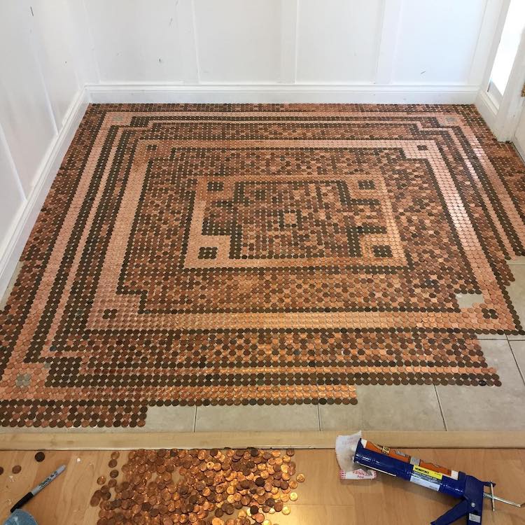 Copper Penny Floor DIY