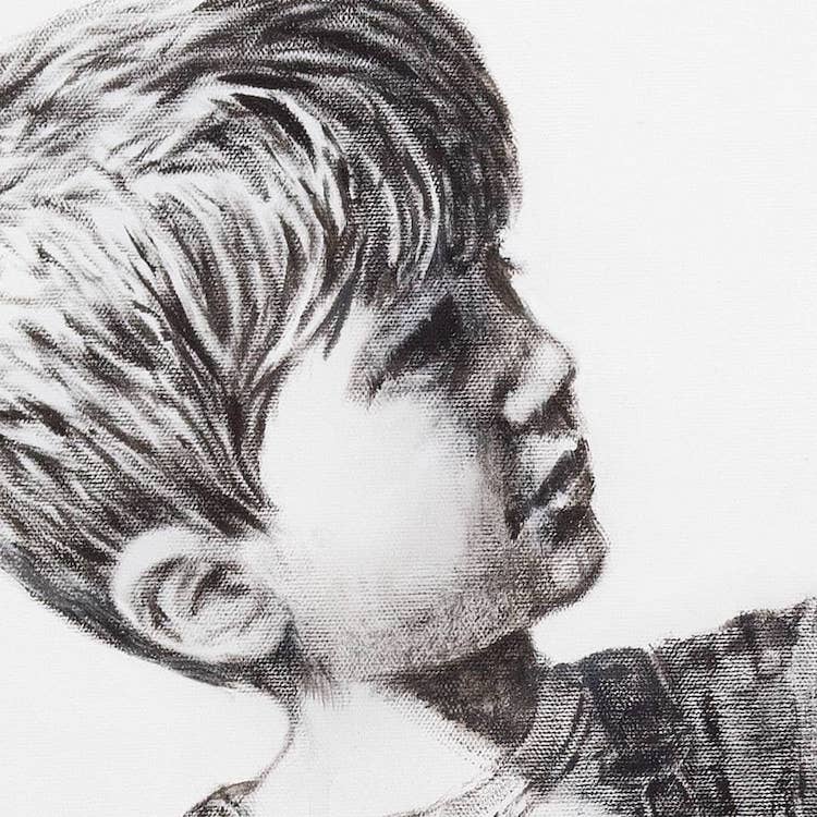 Close Up of Little Boy's Face in Banksy's Game Changer Artwork