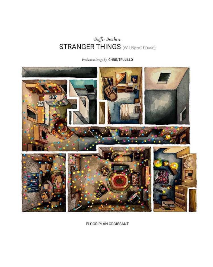 Illustrated Floor Plan of Portrait of Stranger Things by Floor Plan Croissant