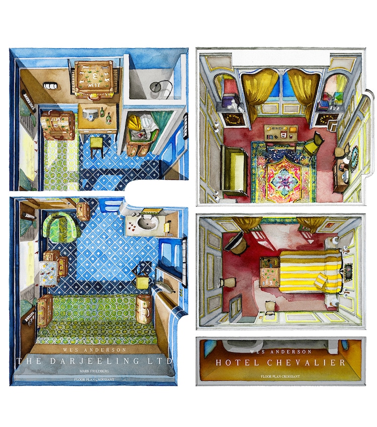 Plano de casa de pelicula de Wes Anderson por Floor Plan Croissant