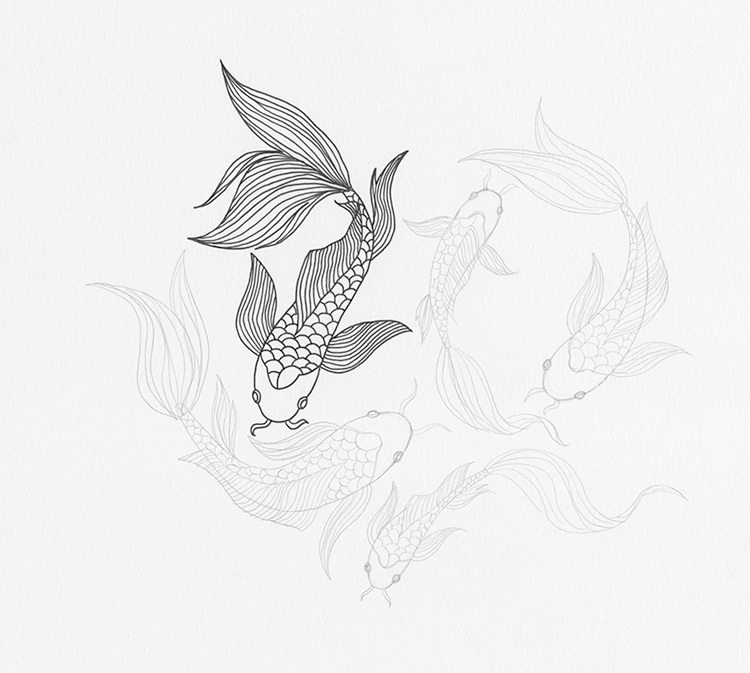 Cómo hacer un dibujo de peces koi