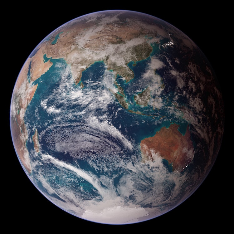 Composite Photo of Earth and its Surfaces
