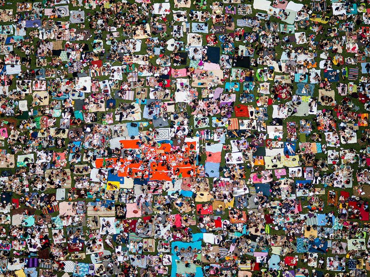 Aerial View of People at Picnic in New York