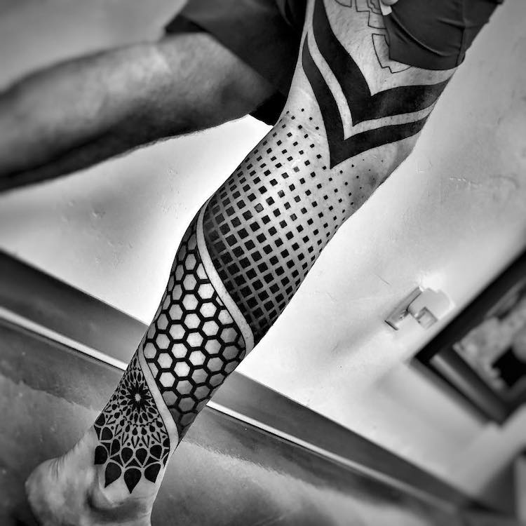 Geometric Tattoo on Leg by Matt Pehrson