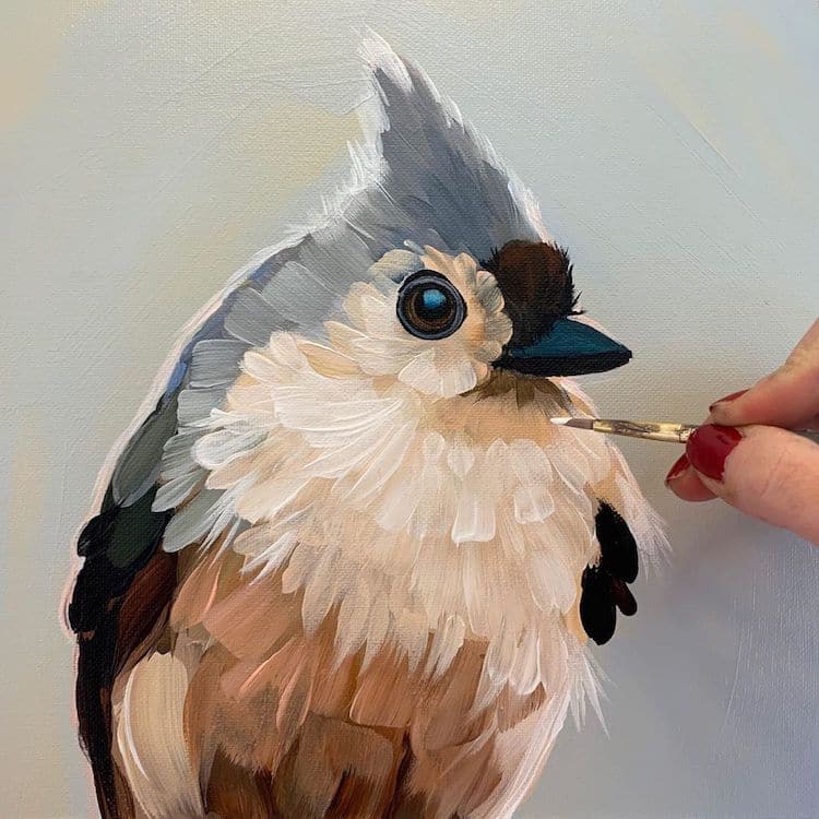 pinturas de aves con pintura acrilica por Rachel Altschuler