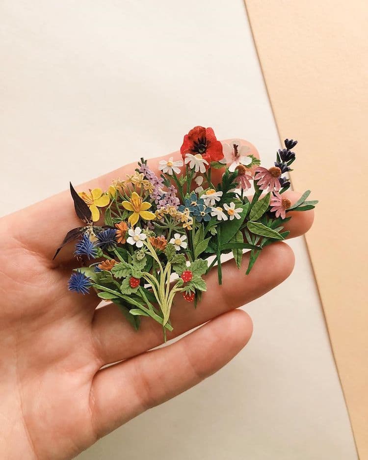 Artist “Grows” Tiny Paper Flowers That Will Stay in Bloom Forever