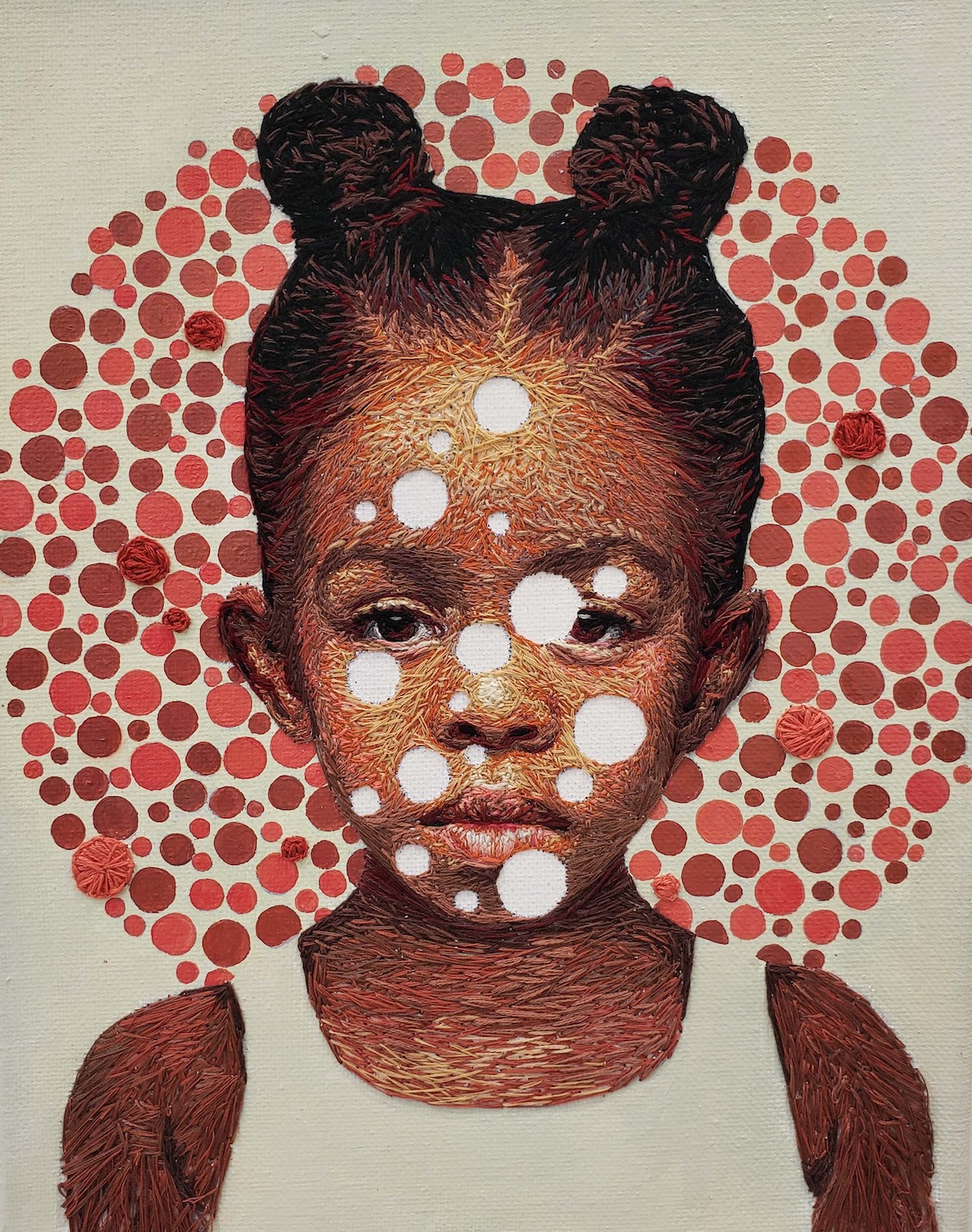retratos bordados y de medios mixtos por Nneka Jones