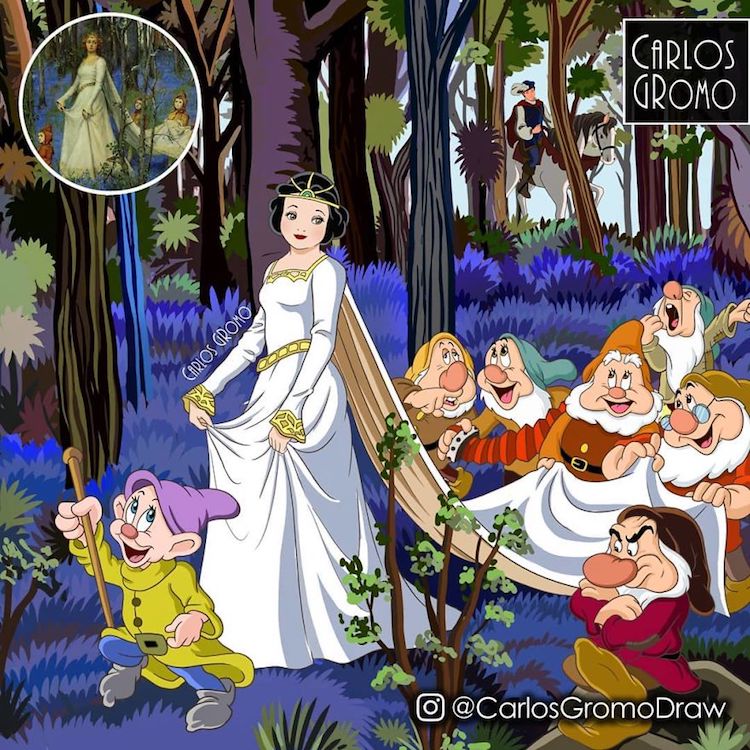 Pinturas de personajes de Disney por Carlos Gromo