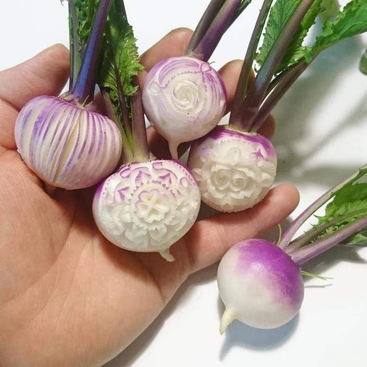 Carved Fruit and Vegetable Art by Takehiro Kishimoto