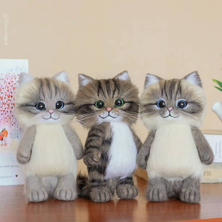 Felt Cats by Elizabeth Delektorskaya