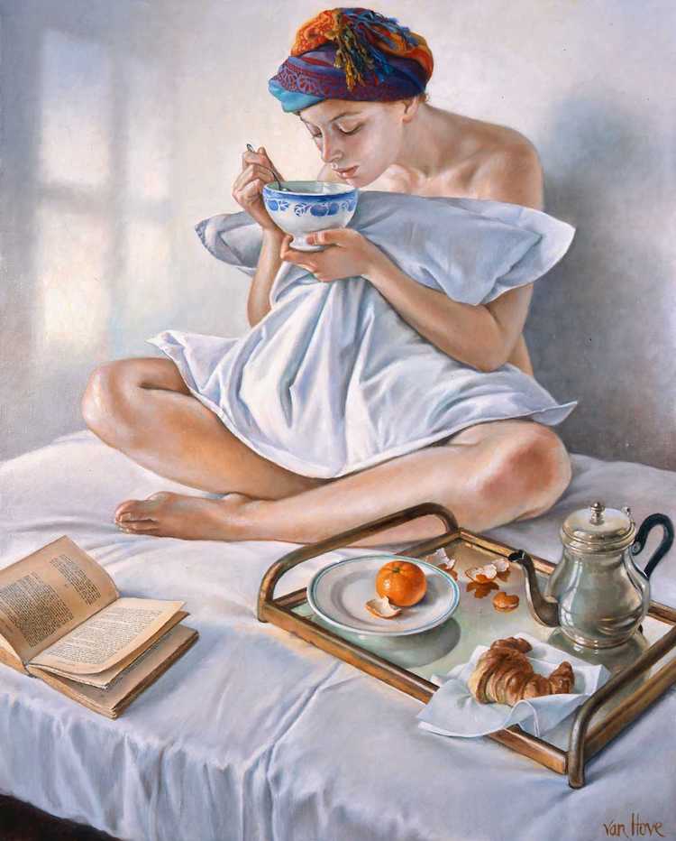 Pinturas românticas de mulheres por Francine Van Hove