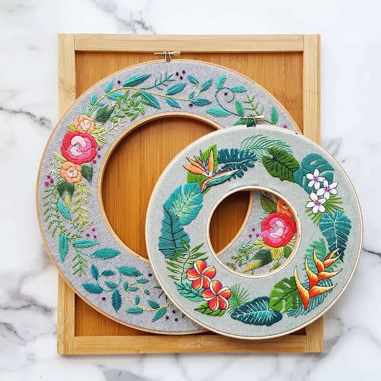 Embroidery Wreath Hoops by Jessica Long