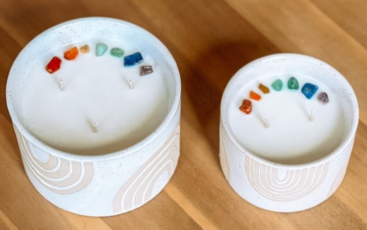 Rainbow Chakra Ceramic Candle 