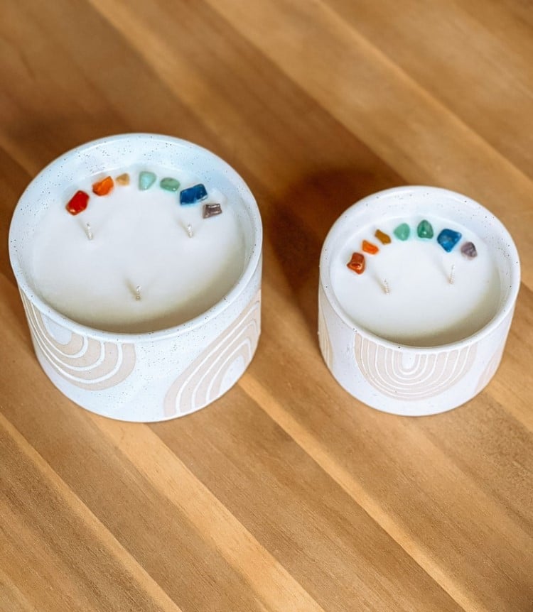 Rainbow Chakra Ceramic Candle 