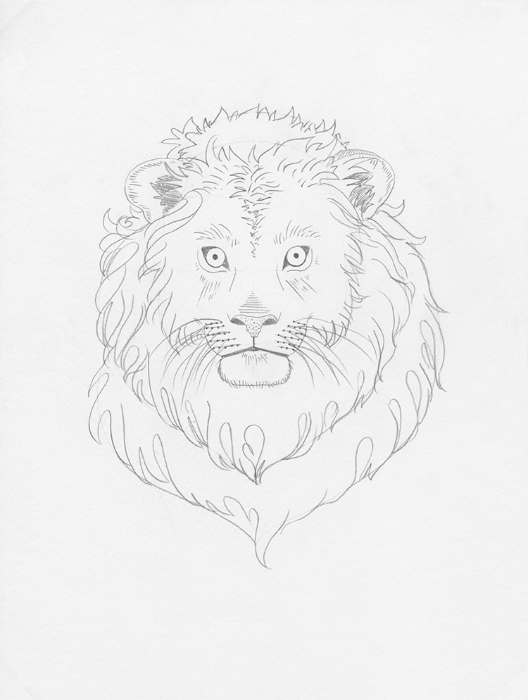Learn How to Draw a Lion's Face (Big Cats) Step by Step : Drawing Tutorials