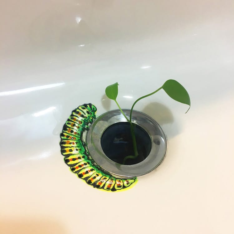 pinturas con acuarela en lavabo por Marta Grossi