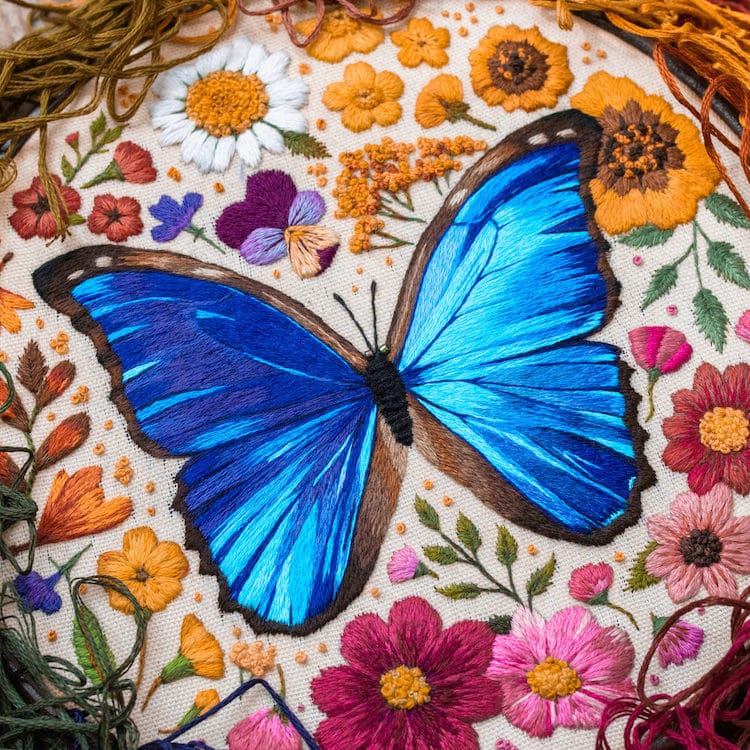 Magical Butterfly Embroidery Designs Stitched to Look Like Paintings