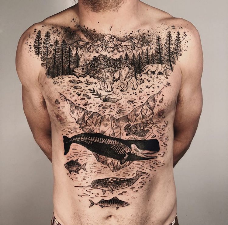 Tattoo tagged with: diamond, snake, dots, whale, mountain, porcupine, star,  rat | inked-app.com