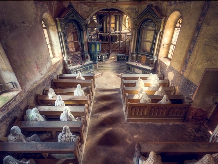 Abandoned Chuch in Portugal Filled with Sculptures