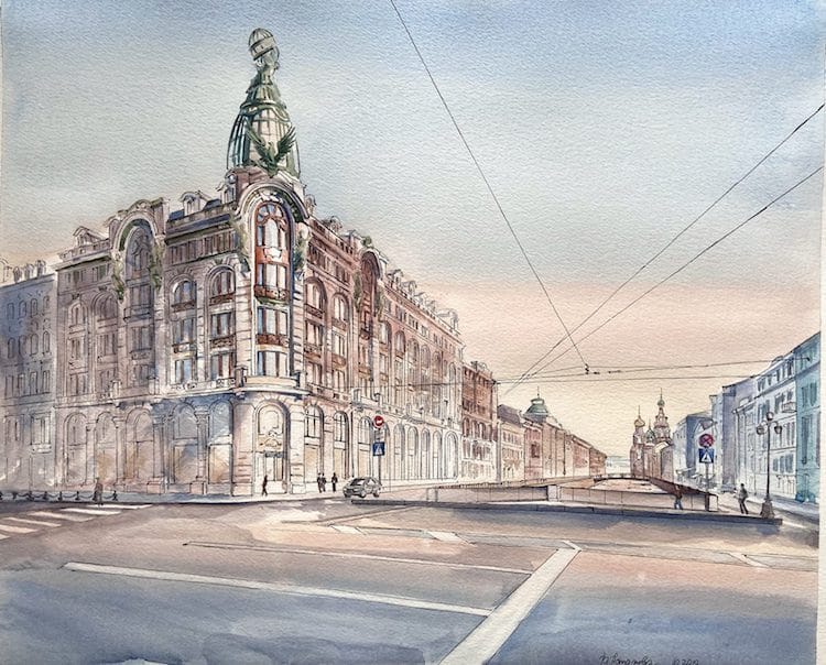 Architecture Watercolor Paintings by Viviene Astakhova