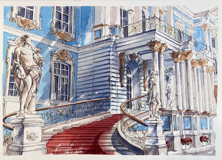 Architecture Watercolor Paintings by Viviene Astakhova