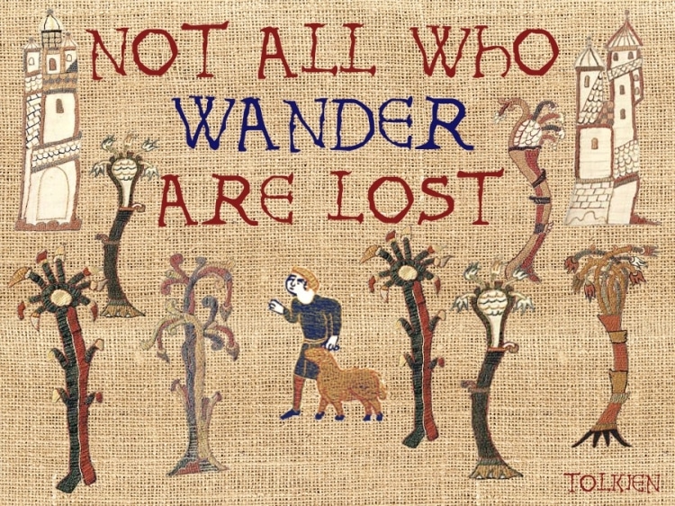 imagen de tapiz medieval con frase de Tolkien