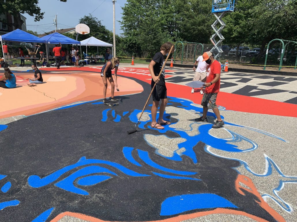 Volunteers Painting Breonna Taylor Mural in Annapolis