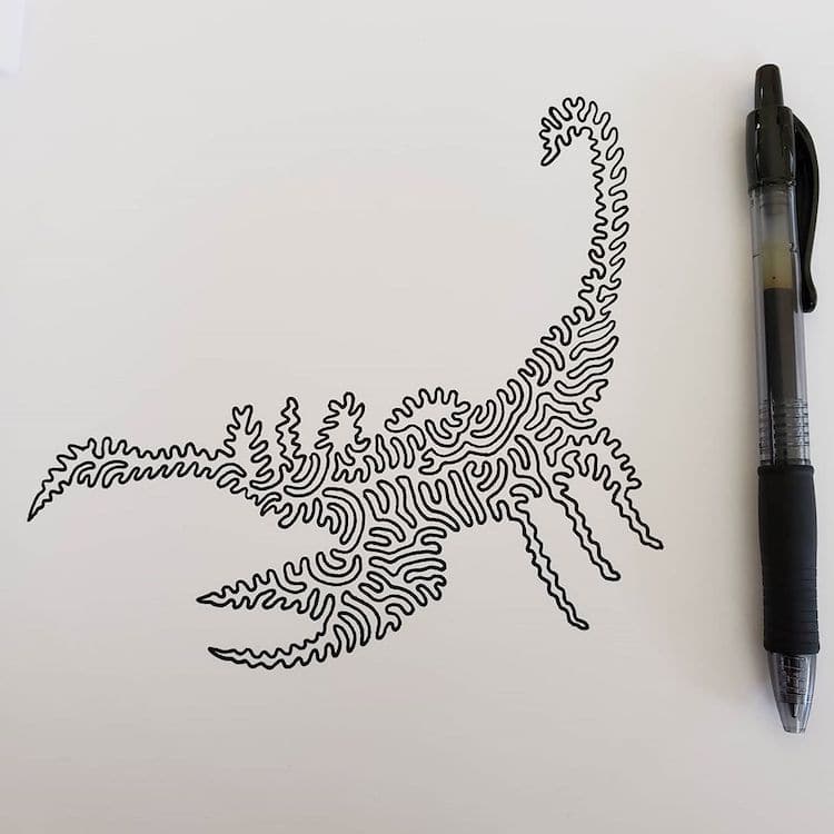 Artist Creates Detailed Line Drawings Without Ever Lifting His Pen From