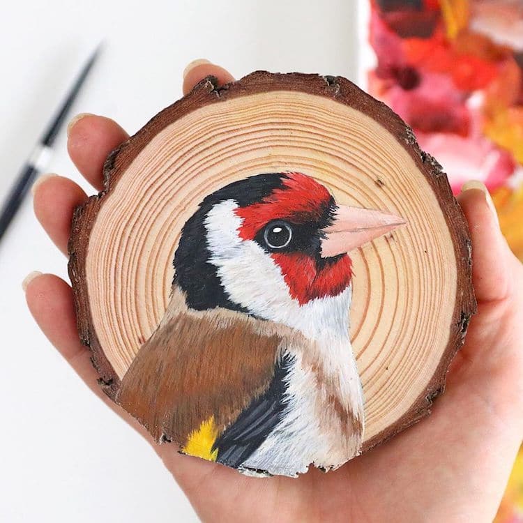 Bird Paintings on Wood by Deanna Maree