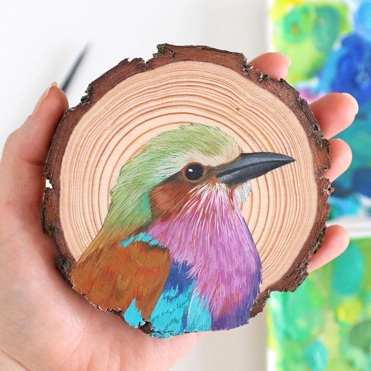 Bird Paintings on Wood by Deanna Maree