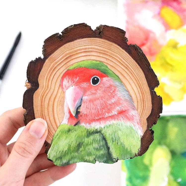 Bird Paintings on Wood by Deanna Maree