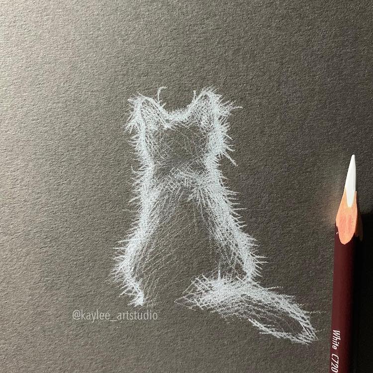 Artist Creates Atmospheric Drawings Using White Pencil on Black Paper