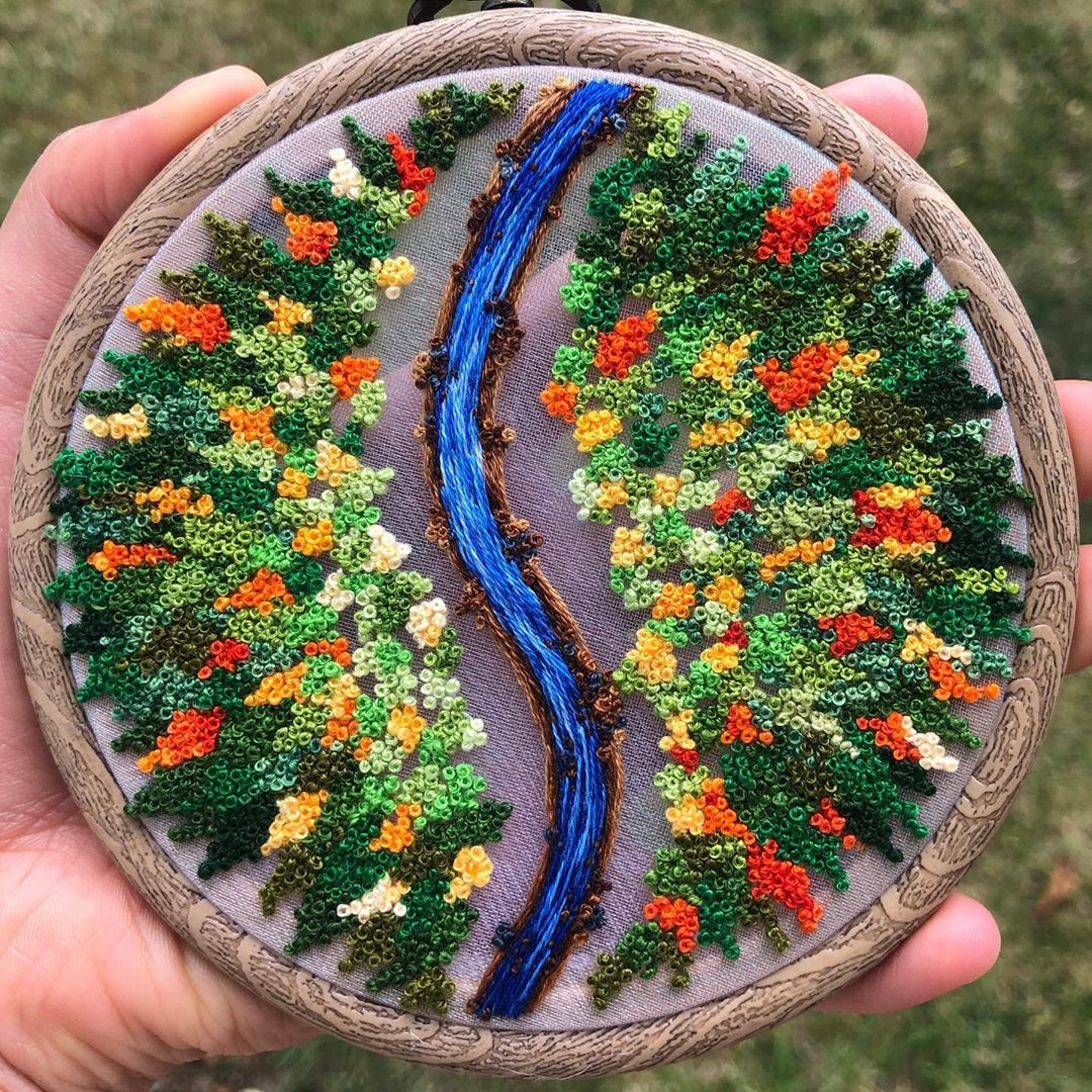 Artist Captures the Beauty of Nature with Colorful Landscape Embroidery