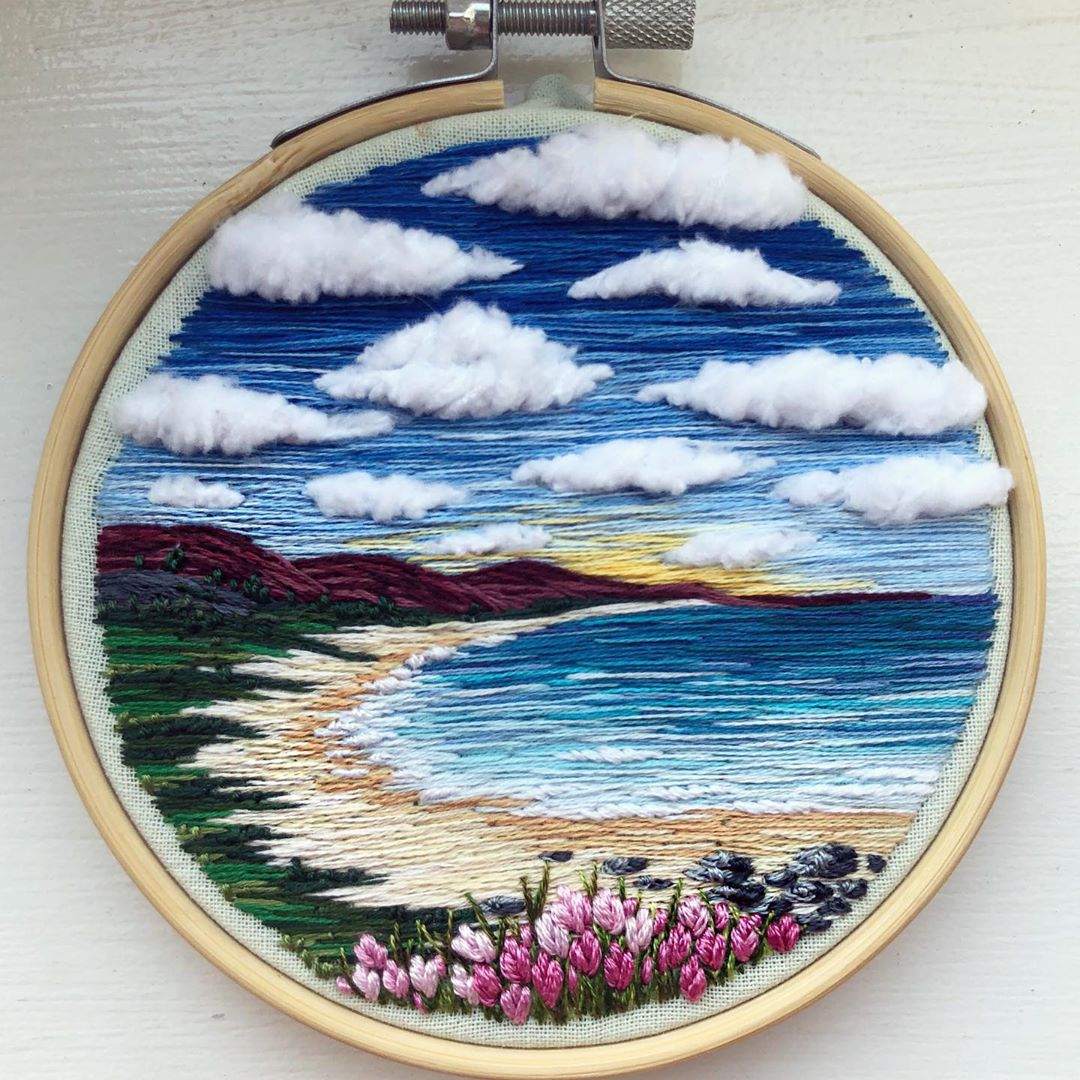 Artist Captures the Beauty of Nature with Colorful Landscape Embroidery