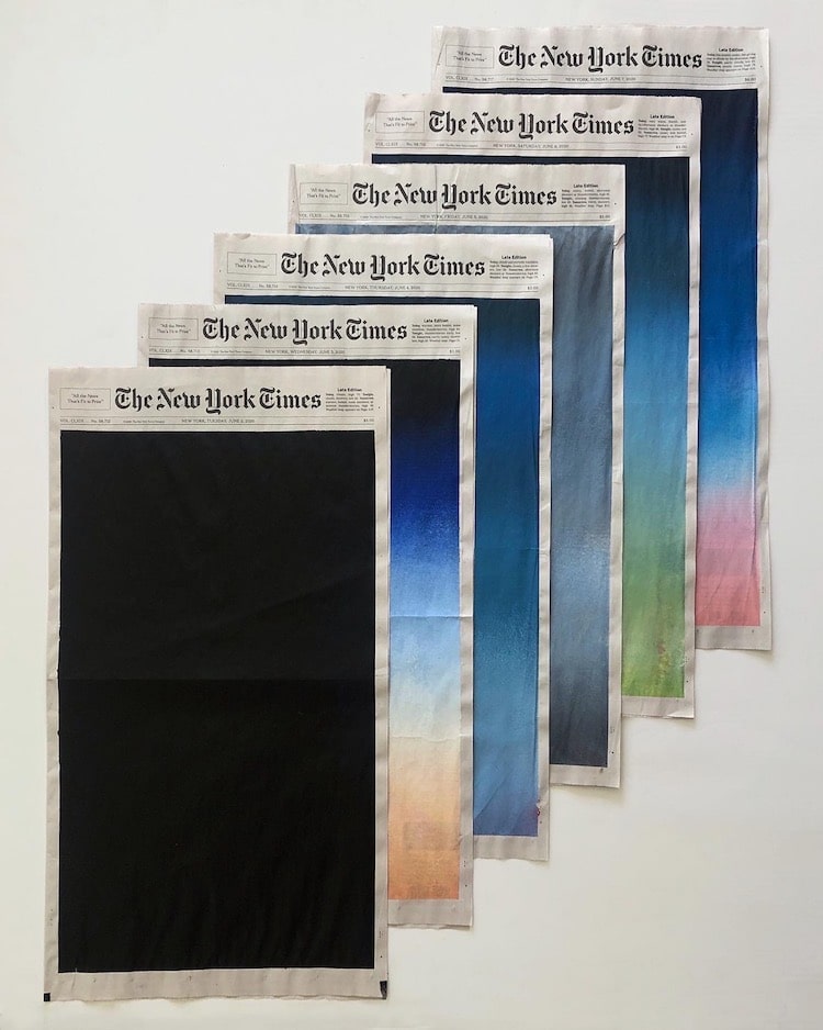 pintura de amanecer en la portada del New York times por Sho Shibuya