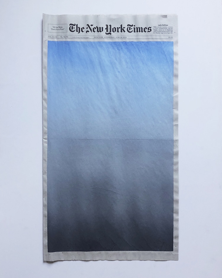 pintura de amanecer en la portada del New York times por Sho Shibuya